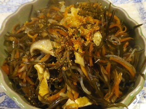 切り昆布シラタキの生姜炒め煮